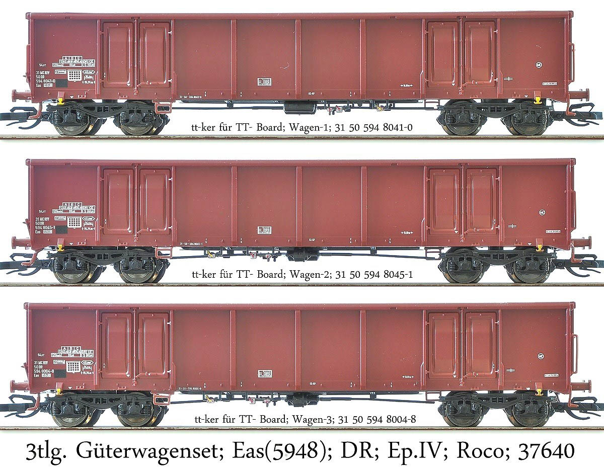 3tlg. Güterwagenset Eas[5948]; DR; Ep.IV; Roco; 37640