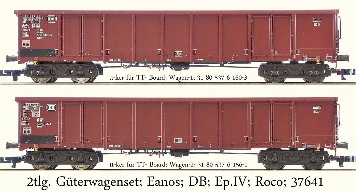 2tlg. Güterwagenset; Eanos; DB; Ep.IV; Roco; 37641