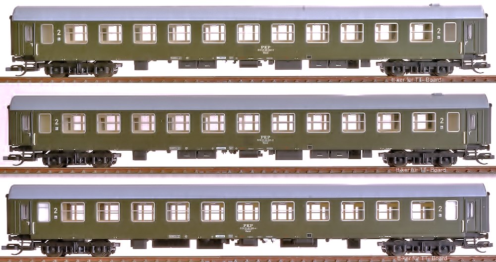 Reisezugwagenset; PKP; Ep.IV; 2. Klasse; Bwxzd; Bauart Halberstadt; Tillig; 501024