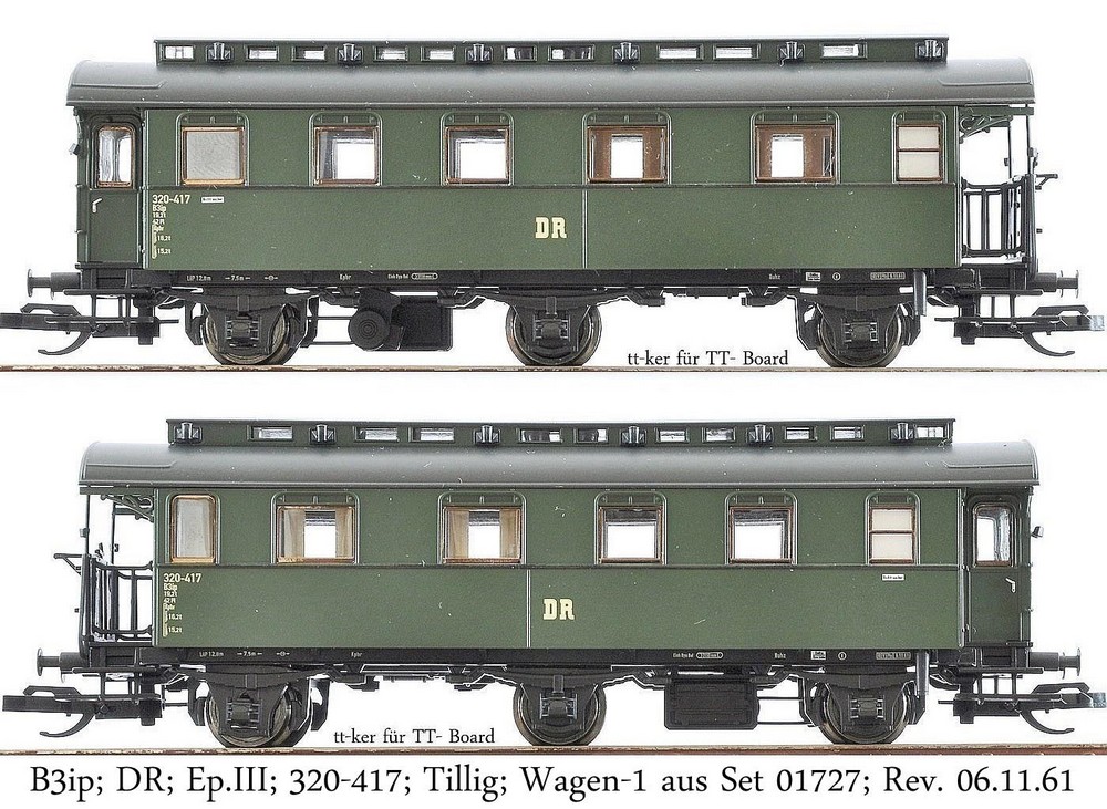 B3ip; DR; Ep.III; 320-417; Tillig; Wagen-1 aus Set 01727; Rev. 06.11.61