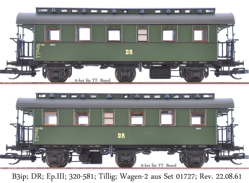 B3ip; DR; Ep.III; 320-581; Tillig; Wagen-2 aus Set 01727; Rev. 22.08.61
