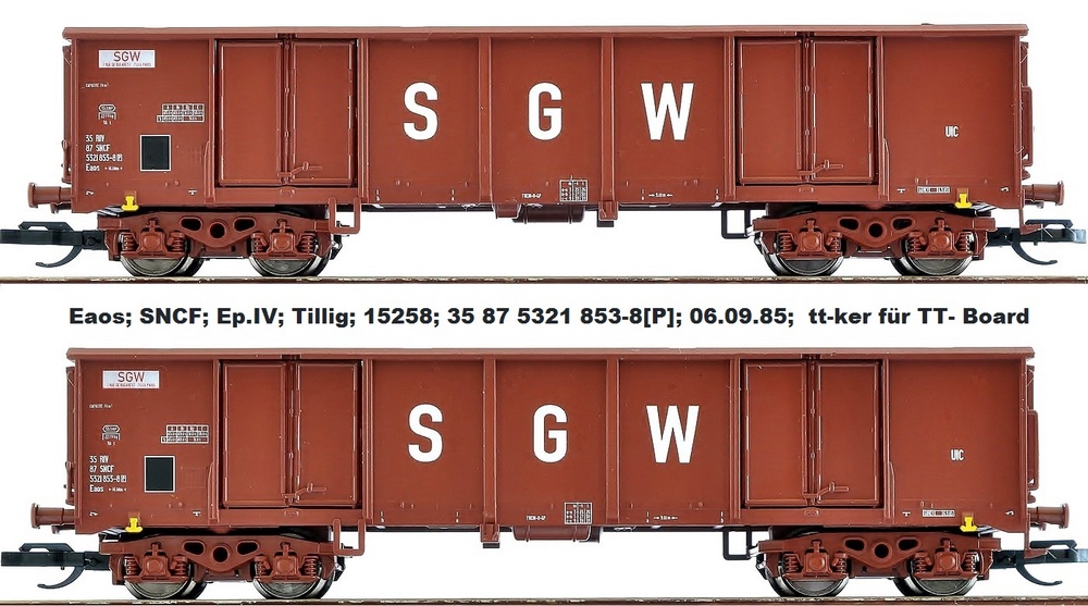 Eaos; SNCF; Ep.IV; Tillig; 15258; 35 87 5321 853-8[P]; 06.09.85; SGW