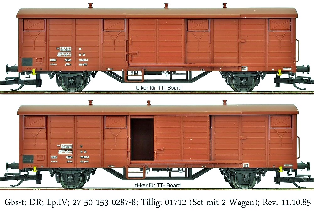 Gbs-t; DR; Ep.IV; 27 50 153 0287-8; Tillig; 01712 (Set mit zwei Wagen); Rev. 11.10.85