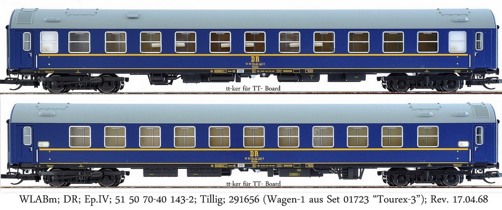 WLABm; DR; Ep.IV; 51 50 70-40 143-2; Tillig; 291656 (Wagen-1 aus Tillig-Set 01723); Rev. 17.04.68