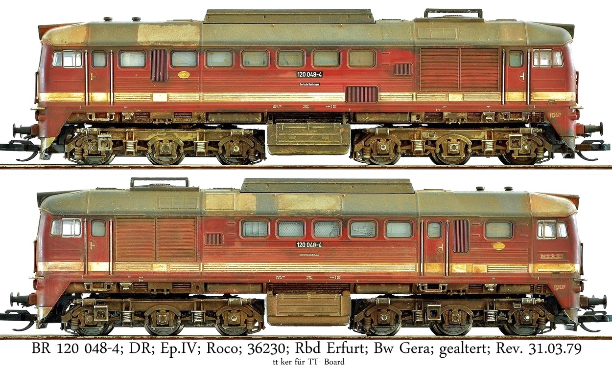 BR 120 048-4; DR; Ep.IV; Roco; 36230; Rbd Erfurt; Bw Gera; 31.03.79; gealtert