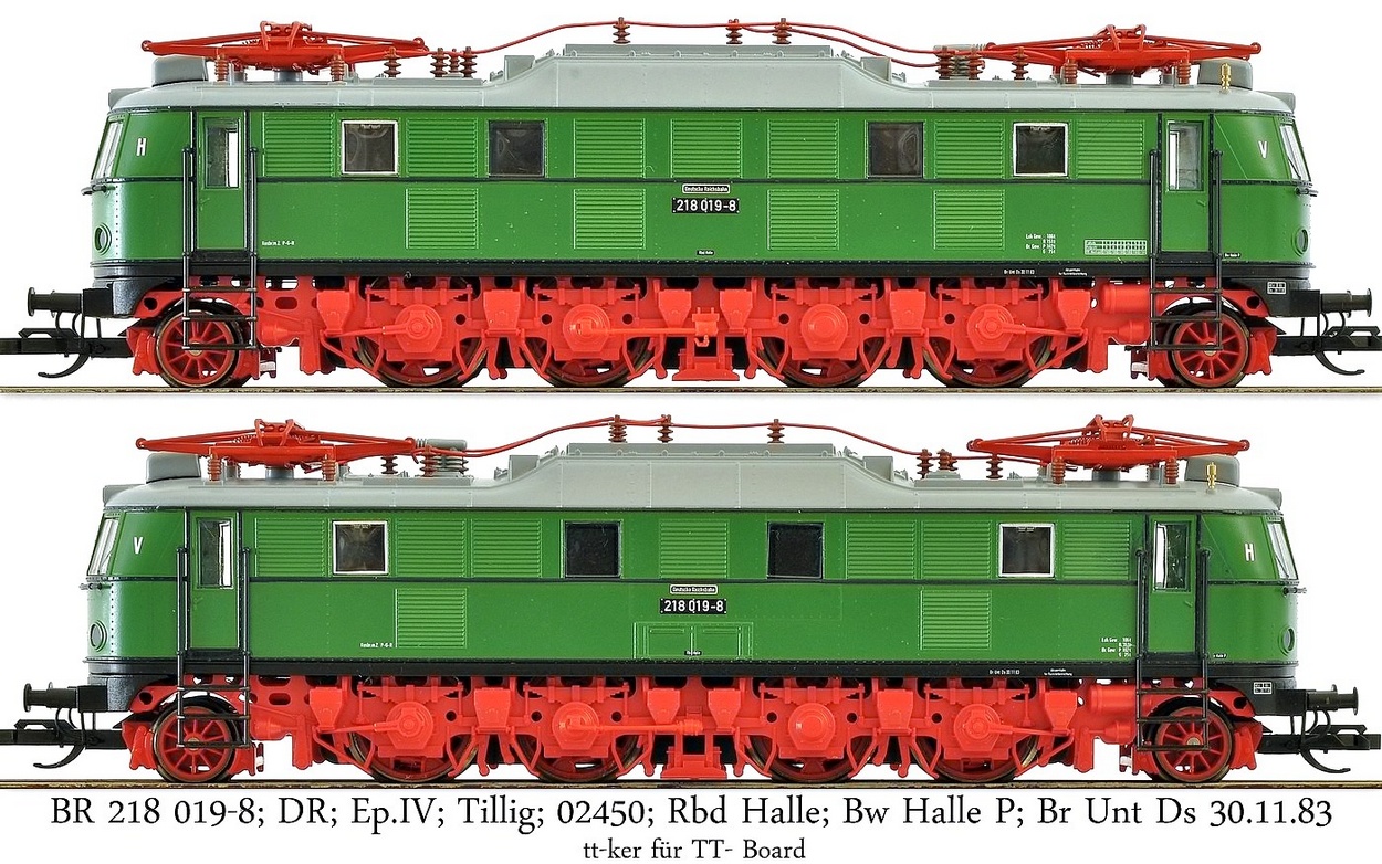BR 218 019-8; DR; Ep.IV; Tillig; 02450; Rbd Halle; Bw Halle P; Br Unt Ds 30.11.83