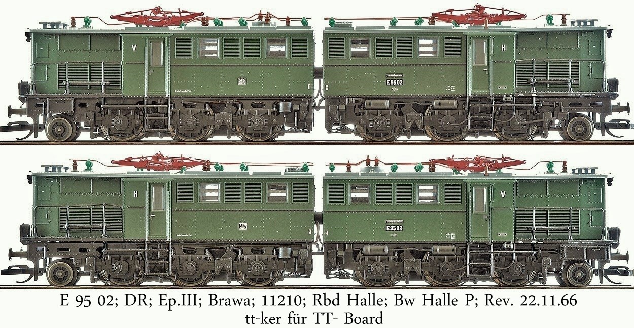 BR 255 002-8; E 95 02; DR; Ep.III; Brawa; 11210; Rbd Halle; Bw Halle P; Rev. 22.11.66