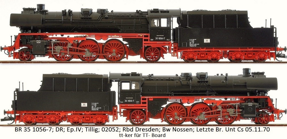 BR 35 1056-7; DR; Ep.IV; Tillig; 02052; Rbd Dresden; Bw Nossen; Letzte Br. Unt Cs 05.11.70