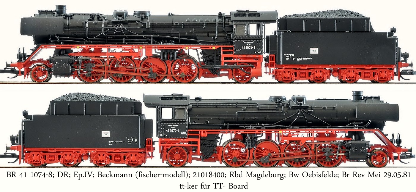 BR 41 1074-8; DR; Ep.IV; Beckmann (fischer-modell); 21018400; Rbd Magdeburg; Bw Oebisfelde; Br Rev Mei 29.05.81
