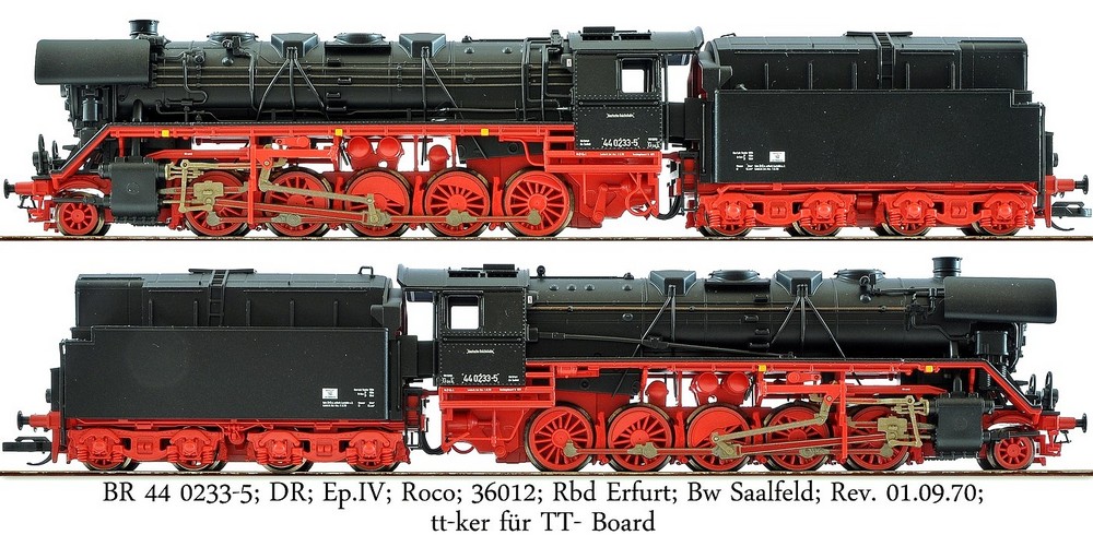 BR 44 0233-5; DR; Ep.IV; Roco; 36012; Rbd Erfurt; Bw Saalfeld; Rev. 01.09.70
