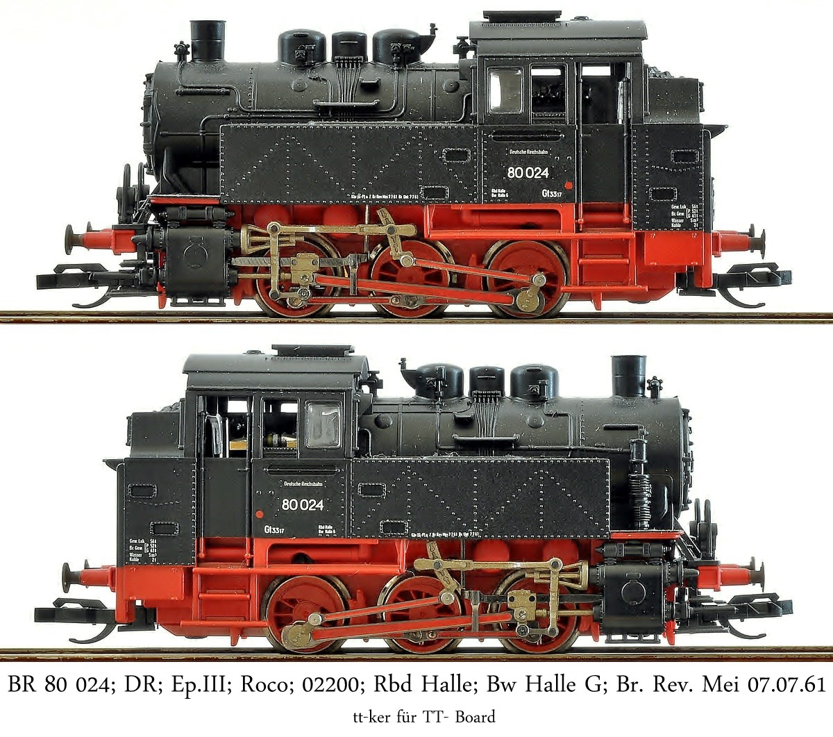 BR 80 024; DR; Ep.III; Roco; 02200; Rbd Halle; Bw Halle G; Br. Rev. 07.07.61