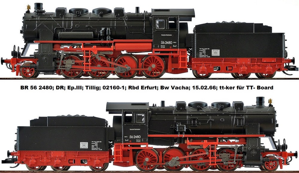 BR 56 2480; DR; Ep.III; Tillig; 02160-1; Rbd Erfurt; Bw Vacha; 15.02.66