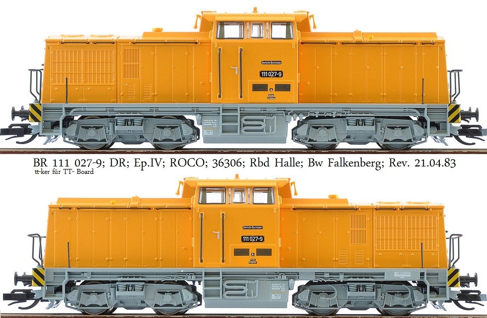 BR 111 027-9; DR; Ep.IV; Roco; 36306; Rbd Halle; Bw Falkenberg; 21.04.83