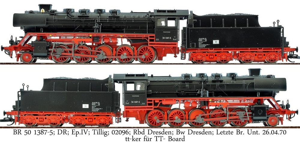 BR 50 1387-5; DR; Ep.IV; Tillig; 02096; Rbd Dresden; Bw Dresden; Letzte Br. Unt. 26.04.70
