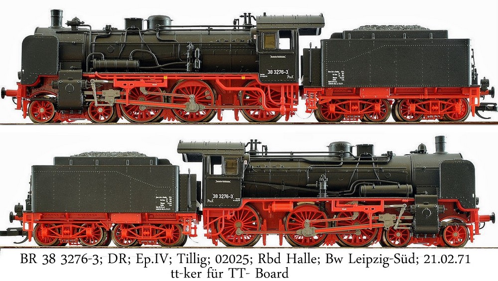 BR 38 3276-3;DR; Ep.IV; Tillig; 02025;  Rbd Halle; Bw Leipzig-Süd; 21.02.71