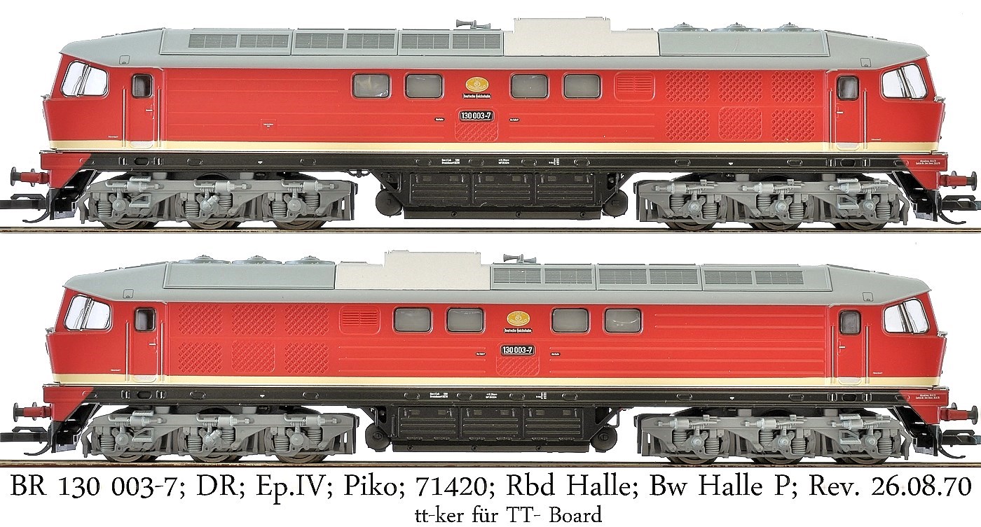 BR 130 003-7; DR; Ep.IV; Piko; 71420; Rbd Halle; Bw Halle P; Rev. 26.08.70