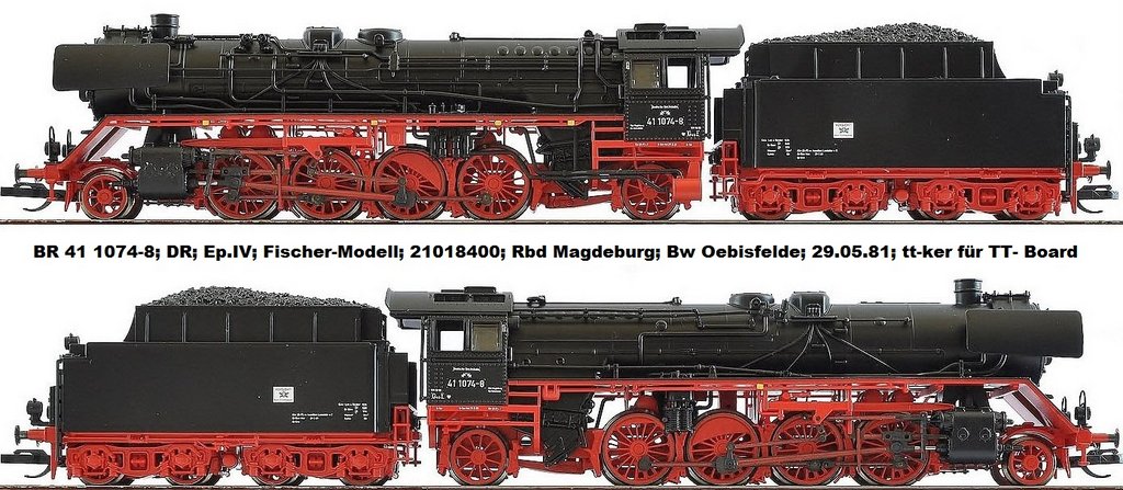 BR 41 1074-8; DR; Ep.IV; fischer-modell; 21018400; Rbd Magdeburg; Bw Oebisfelde; 29.05.81