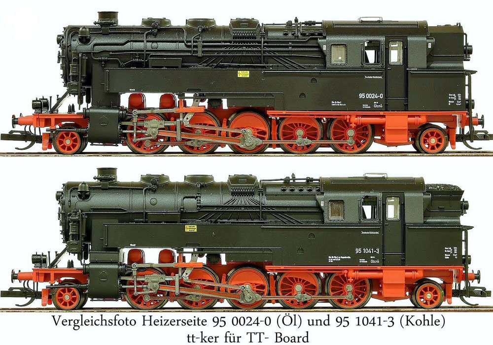 Vergleichsfoto Heizerseite BR 95 0024-0 und BR 95 1041-3 von Tillig