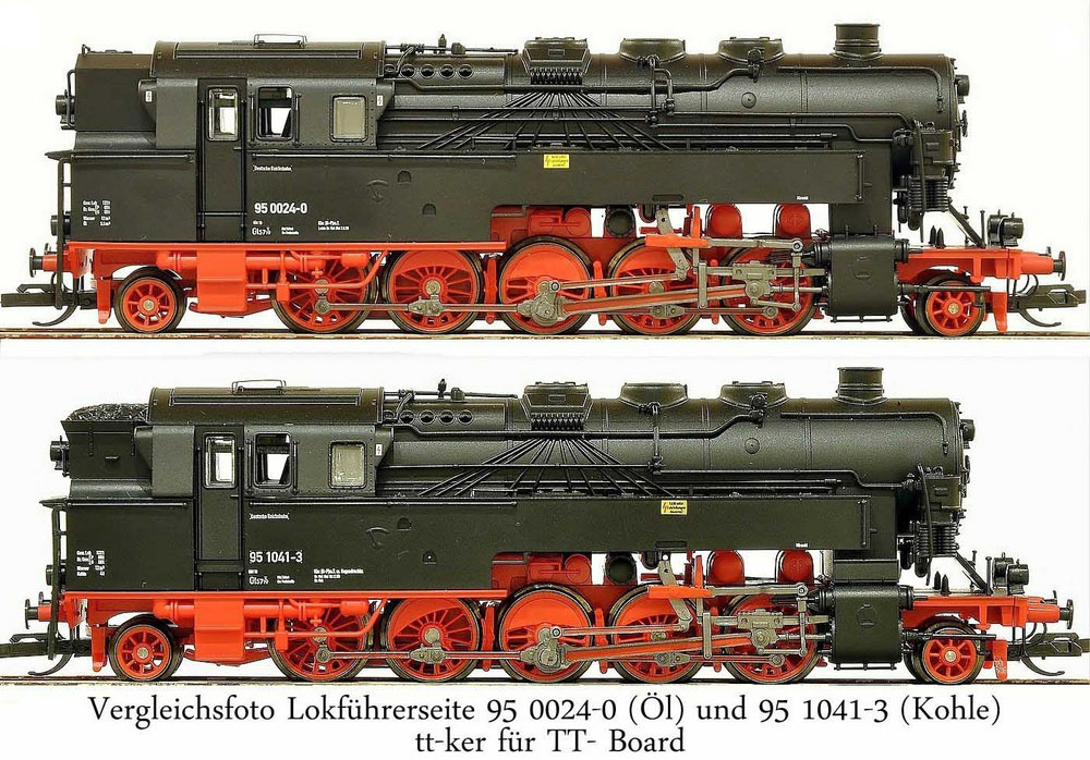 Vergleichsfoto Lokführerseite BR 95 0024-0 und BR 95 1041-3 von Tillig