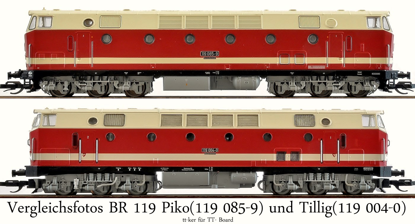Vergleichsfotos BR 119 Piko (119 085-9) und Tillig (119 004-0)